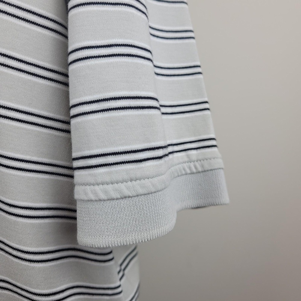 Vintage 90s Hathaway Polo Shirt Mens XXL grey Pima Cotton stripes 3 three button - Picture 6 of 16